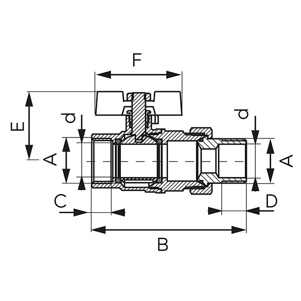 Сферичен холендров кран, дръжка пеперуда, MF, F-Power - Image 2